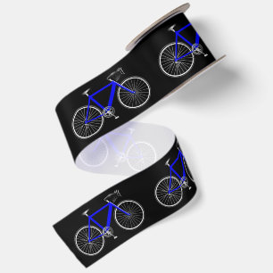 Blaues Fahrrad auf Schwarz Satinband