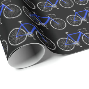 blaues Fahrrad auf schwarzem Papier Geschenkpapier
