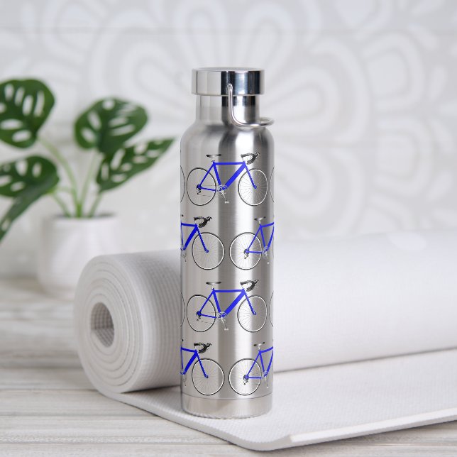 Blaues Fahrraddesign Trinkflasche (Yoga)