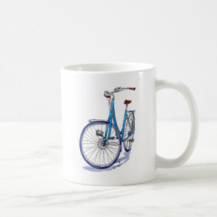 Blaues Fahrradzeichnen Kaffeetasse