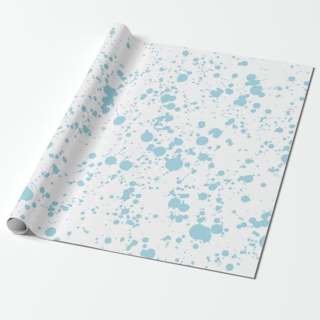 Blaues Farbspritzer-Muster Geschenkpapier (Ungerollt)