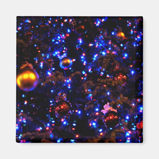 Blaues Feiertags-Glühen Magnet (Vorne)