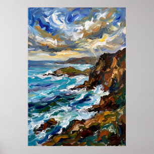 Blaues Felsen Küstenlandschaft Meer Poster