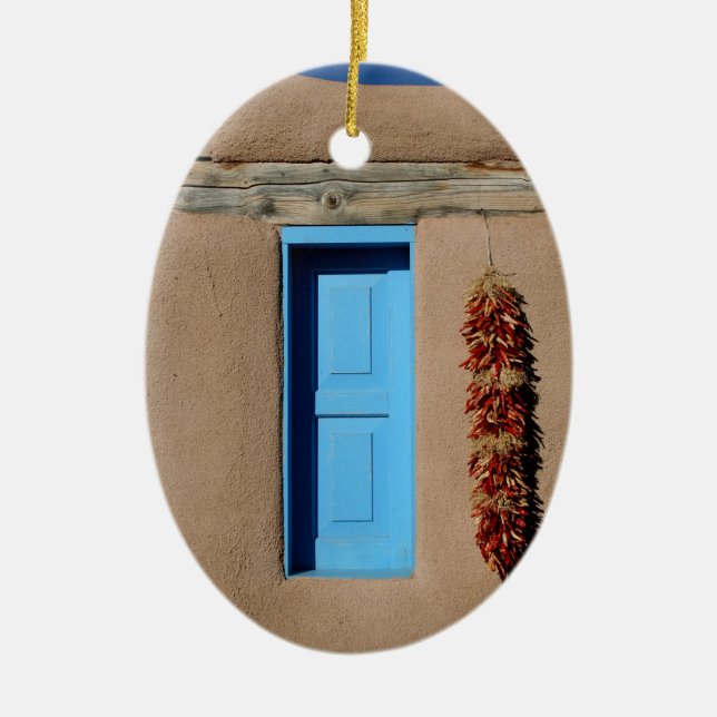Blaues Fenster von Taos Keramik Ornament (Vorne)