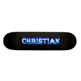 Blaues Feuer des christlichen Skateboard und