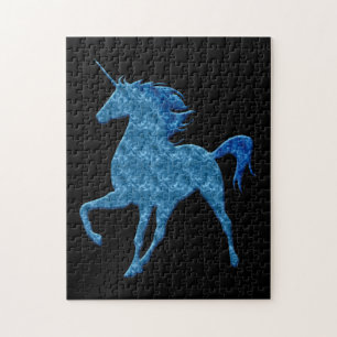 Blaues Feuer-Einhorn-Puzzle