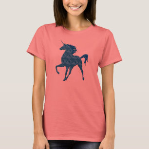 Blaues Feuer-Einhorn-Shirt T-Shirt