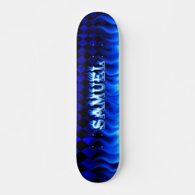 Blaues Feuer Samuel-Skateboards und Flammenentwurf Skateboard (Vorne)