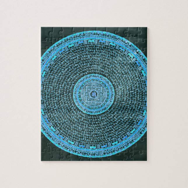Blaues Feuer-tibetanische Mandala-Kunst (Türkis u. (Vertikal)