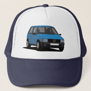 Blaues Fiat Uno-Achtzigerjahre supermini Truckerkappe
