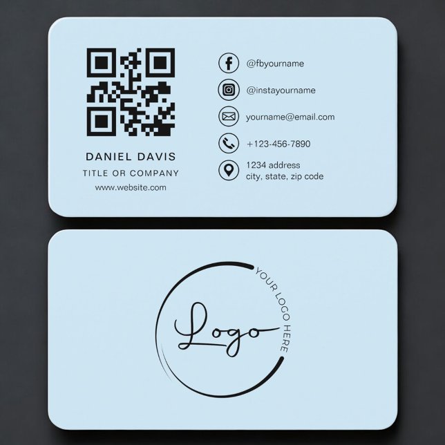 Blaues Firmenlogo QR-Code Professional Visitenkarte (Von Creator hochgeladen)