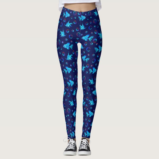 Blaues Fisch Leggings (Vorderseite)