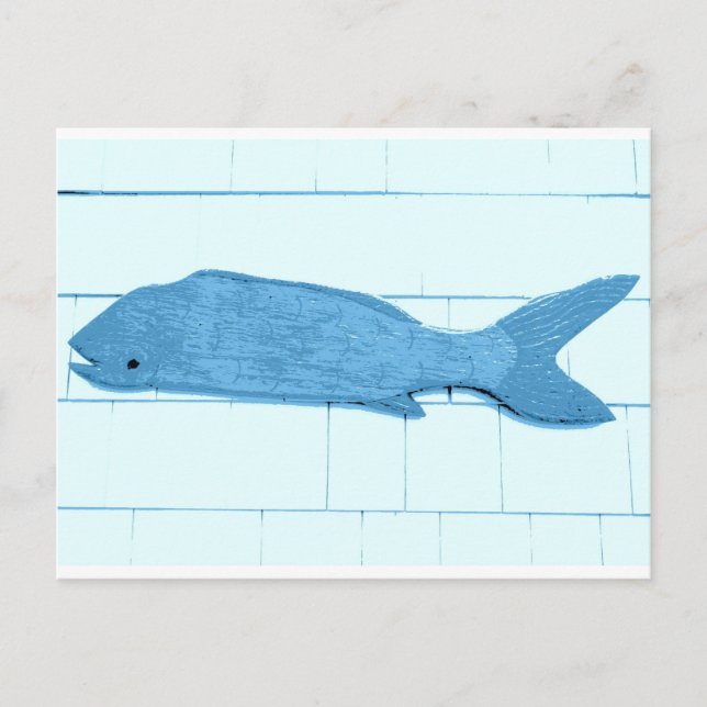 Blaues Fisch Postkarte (Vorderseite)