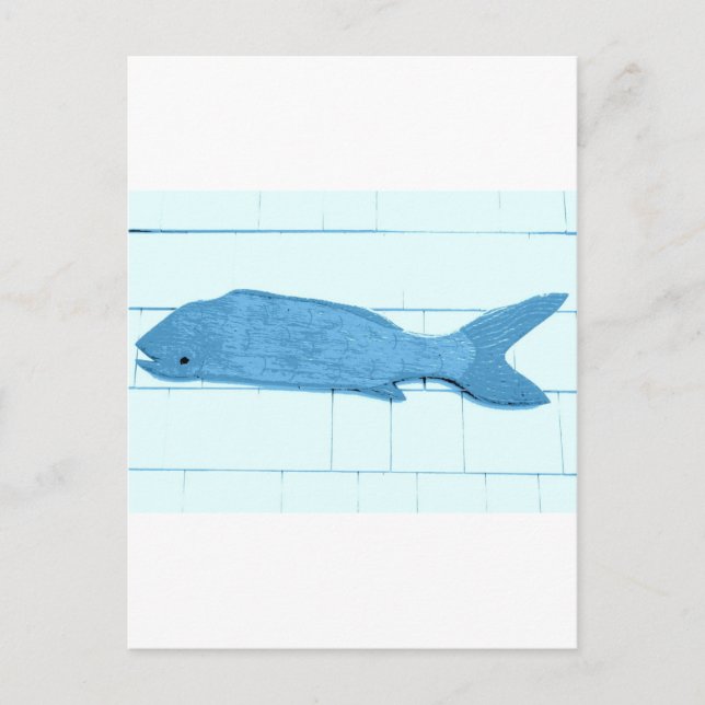 Blaues Fisch Postkarte (Vorderseite)