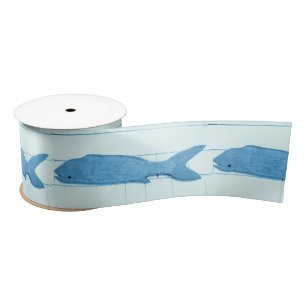 Blaues Fische Thunder_Cove Weiß Satinband