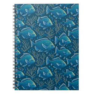 Blaues Fischmuster Notizblock