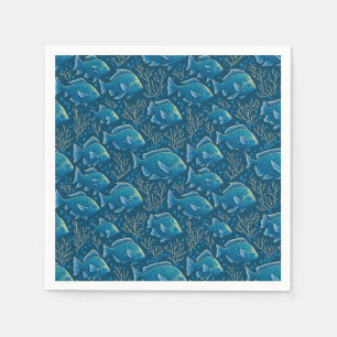 Blaues Fischmuster Serviette