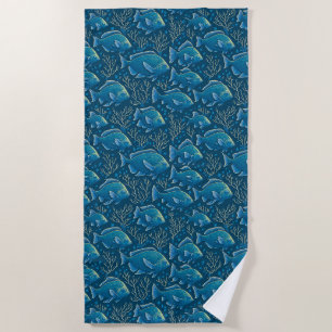 Blaues Fischmuster Strandtuch