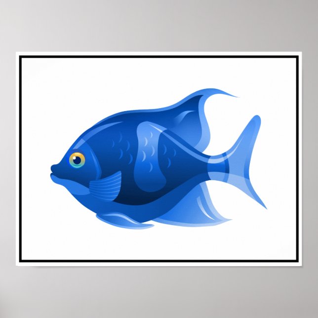 Blaues Fischplakat Poster (Vorne)