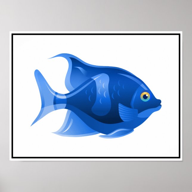 Blaues Fischplakat Poster (Vorne)