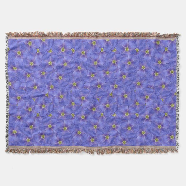 Blaues Flachs Nahtloses Muster Decke (Vorderseite)