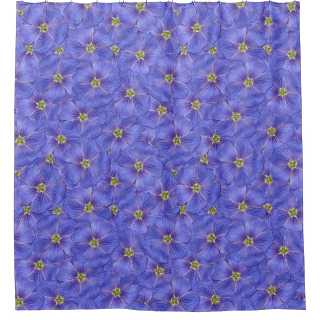 Blaues Flachs Nahtloses Muster Duschvorhang (Vorderseite)