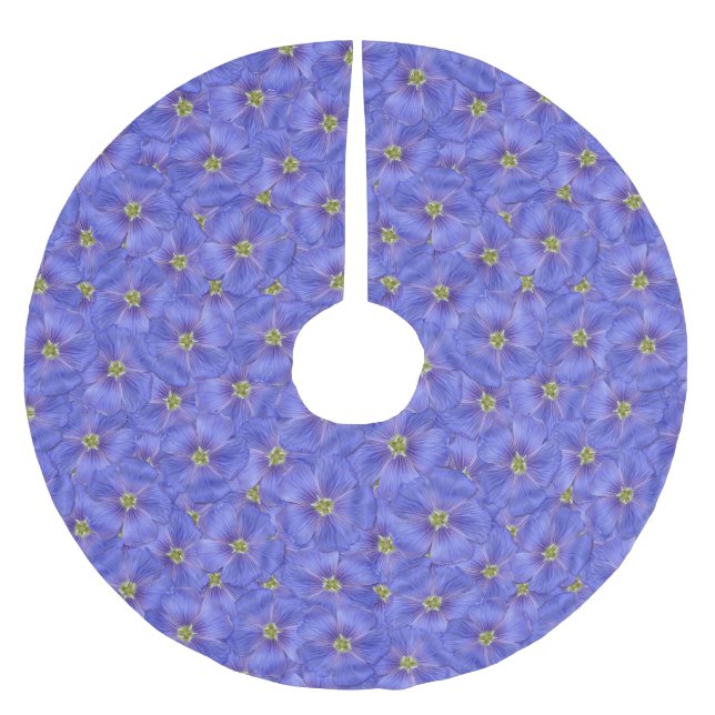 Blaues Flachs Nahtloses Muster Polyester Weihnachtsbaumdecke (Vorderseite)