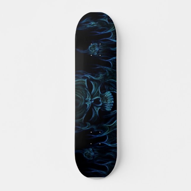 Blaues Flammenskulptur Skateboard (Vorne)