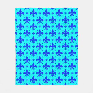 Blaues Fleur-de-lis-Muster Fleecedecke