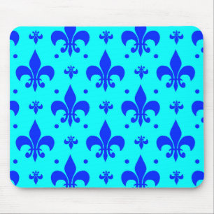 Blaues Fleur-de-lis-Muster Mousepad