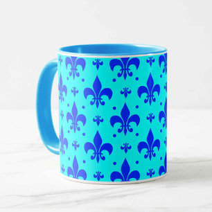 Blaues Fleur-de-lis-Muster Tasse