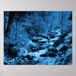 Blaues Fliegen Bach Abstrakte Fantasie Kunst Poster