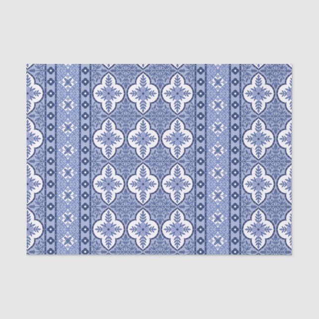 Blaues Fliesendesign - nahtlose Musterdecoupage Seidenpapier (Vorderseite)