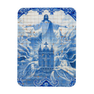 Blaues Fliesenmosaik Jesus, Portugal Magnet