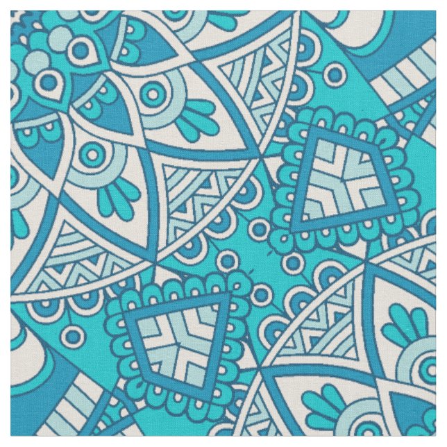 Blaues Fliesenmuster der Mandala Stoff (Nahaufnahme)