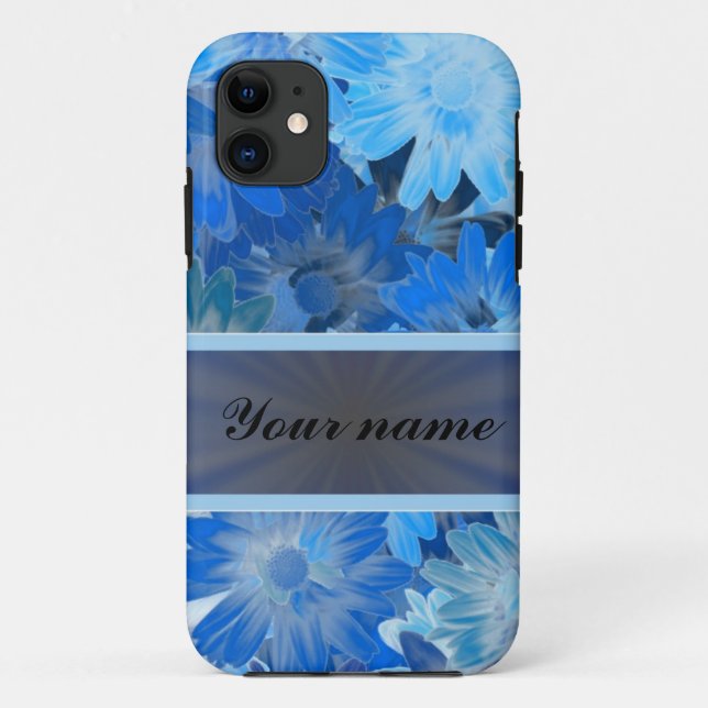 Blaues Flora-Daisy-Muster Case-Mate iPhone Hülle (Rückseite)