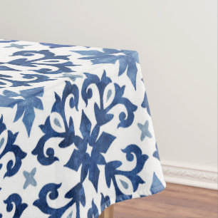 Blaues Flora-marokkanisches Fliesenmuster  Tischdecke