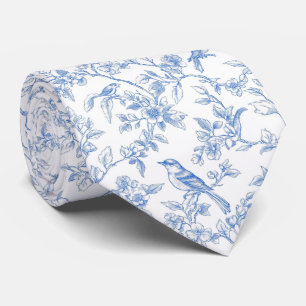 Blaues Floral Toile de Jouy-Halstuch Krawatte