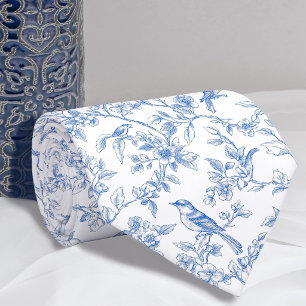 Blaues Floral Toile de Jouy-Halstuch Krawatte