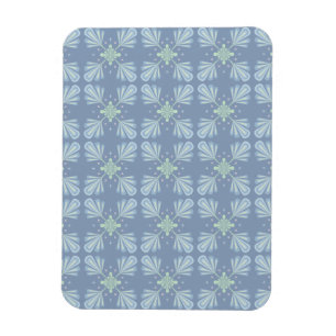 Blaues florales abstraktes Muster Magnet
