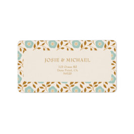 Blaues Florales Boho  Adressaufkleber