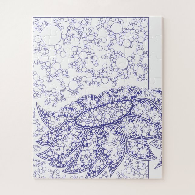 Blaues florales Bubble-Art-Puzzle (Vertikal)