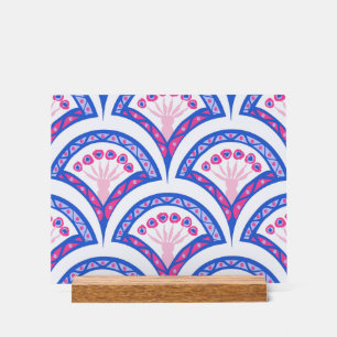 blaues florales Damastmuster Acrylschild