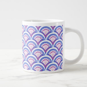 blaues florales Damastmuster Jumbo-Tasse