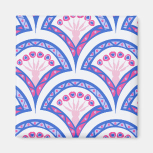 blaues florales Damastmuster Magnet