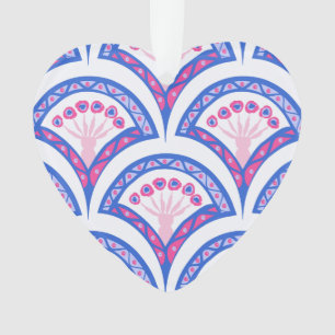 blaues florales Damastmuster Ornament