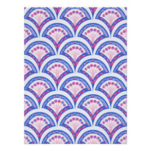 blaues florales Damastmuster  Poster