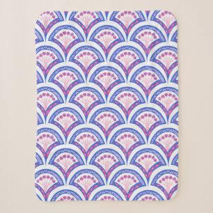blaues florales Damastmuster Sherpadecke