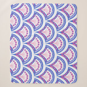 blaues florales Damastmuster Sherpadecke