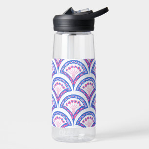 blaues florales Damastmuster  Trinkflasche